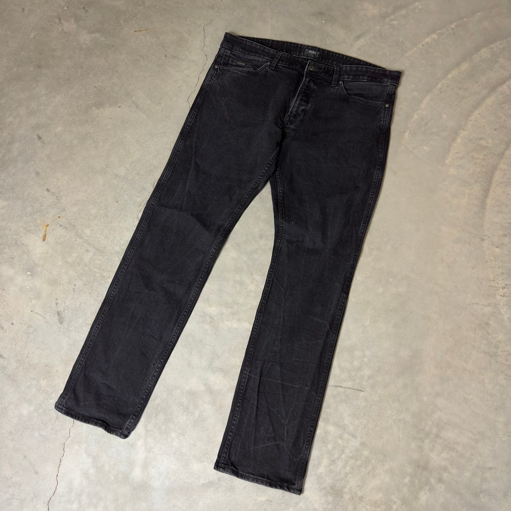 Hugo Boss Straight Leg Jeans Mens 38x32 Black Stretch Denim Designer Casual